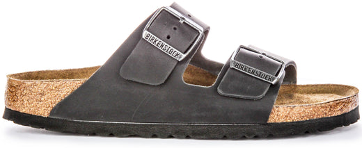 Sandales Birkenstock Arizona | Cuir véritable noir pour femme