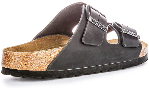 Sandales Birkenstock Arizona | Cuir véritable noir pour femme