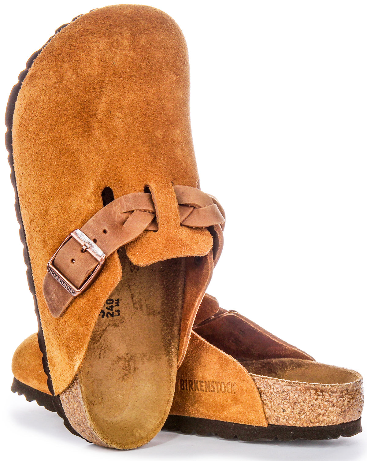 Birkenstock Boston Clogs | Mink suede leather - Braided Strap for Women