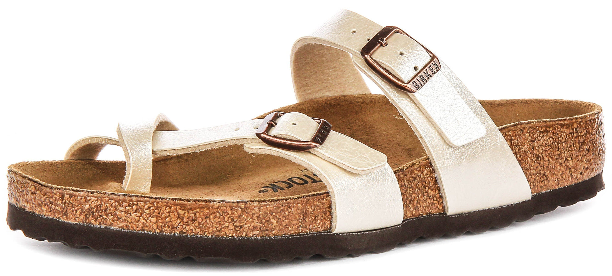 Birkenstock Mayari Sandals | Pearl White Birko-Flor - Metallic Finish for Women