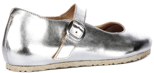 Zapatos Birkenstock Tracy | material superior característico de Birkenstock plateado para hombres y mujeres