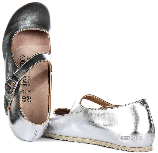 Zapatos Birkenstock Tracy | material superior característico de Birkenstock plateado para hombres y mujeres