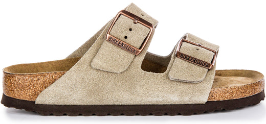 Birkenstock Arizona-sandaler | Taupefärgat mockaläder – mjuk fotbädd för kvinnor – smal passform