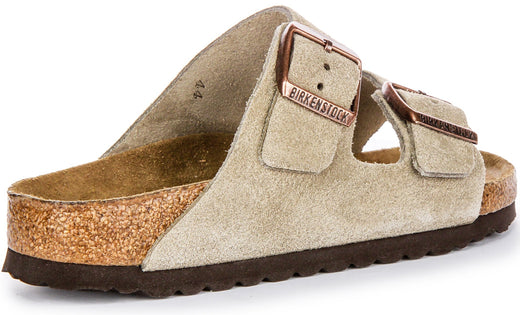 Birkenstock Arizona-sandaler | Taupefärgat mockaläder – mjuk fotbädd för kvinnor – smal passform