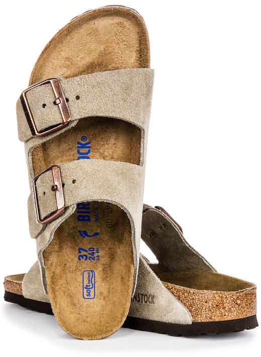 Birkenstock Arizona-sandaler | Taupefärgat mockaläder – mjuk fotbädd för kvinnor – smal passform