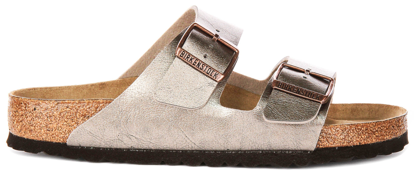 Birkenstock Arizona sandali | Birko-Flor color tortora da donna - Calzata regolare