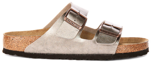 Birkenstock Arizona sandali | Birko-Flor color tortora da donna - Calzata regolare