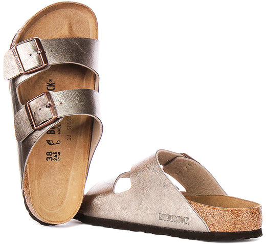 Birkenstock Arizona sandali | Birko-Flor color tortora da donna - Calzata regolare