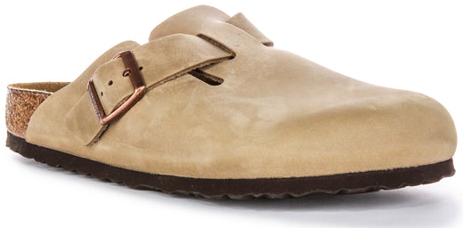 Zoccoli Birkenstock Boston | Pelle autentica color tabacco da uomo e da donna