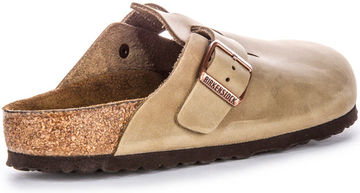 Zoccoli Birkenstock Boston | Pelle autentica color tabacco da uomo e da donna