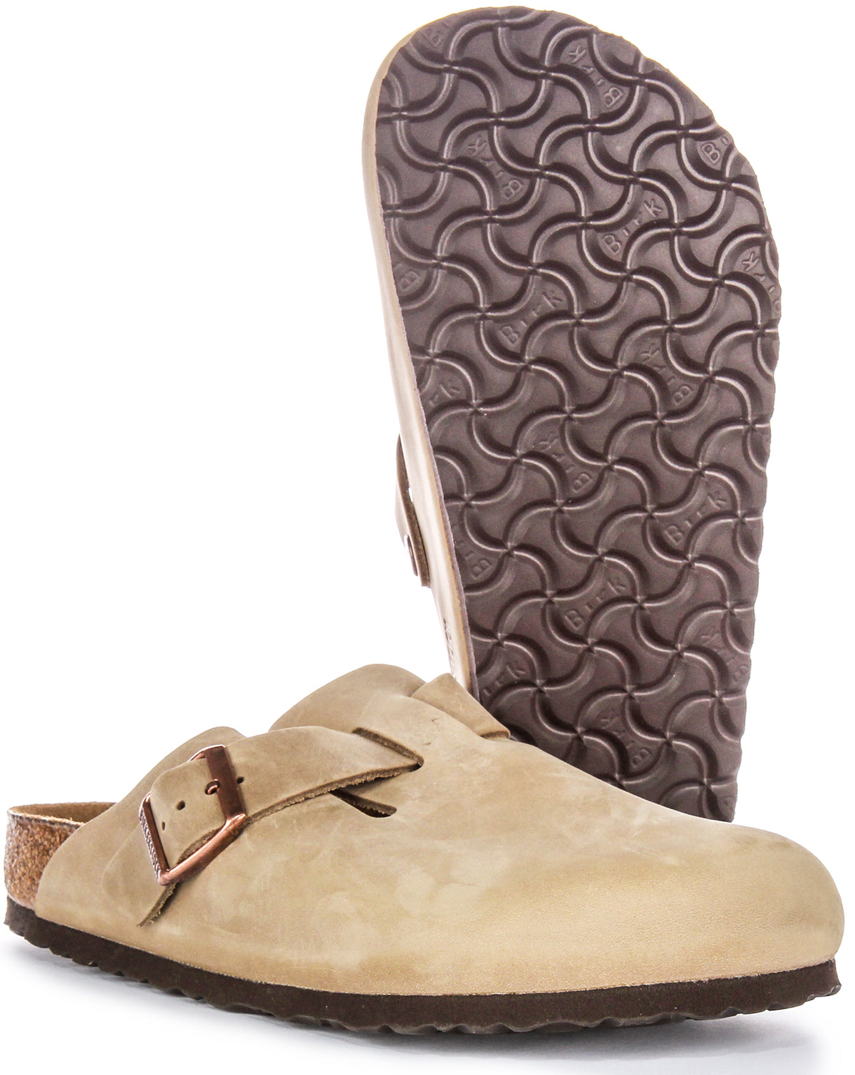 Zoccoli Birkenstock Boston | Pelle autentica color tabacco da uomo e da donna