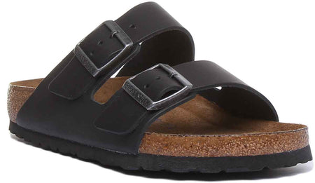 Sandales Birkenstock Arizona | Cuir véritable noir pour femme
