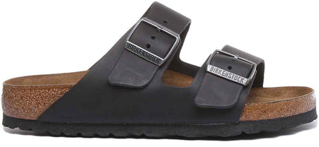 Sandales Birkenstock Arizona | Cuir véritable noir pour femme