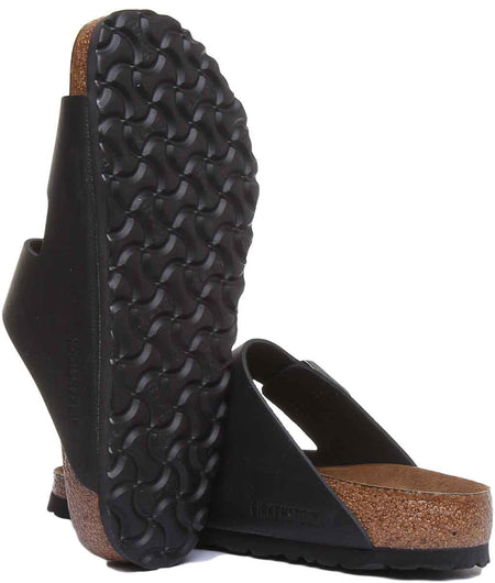 Sandales Birkenstock Arizona | Cuir véritable noir pour femme