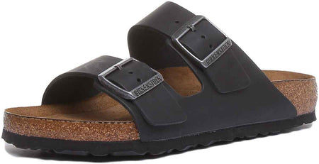 Sandales Birkenstock Arizona | Cuir véritable noir pour femme