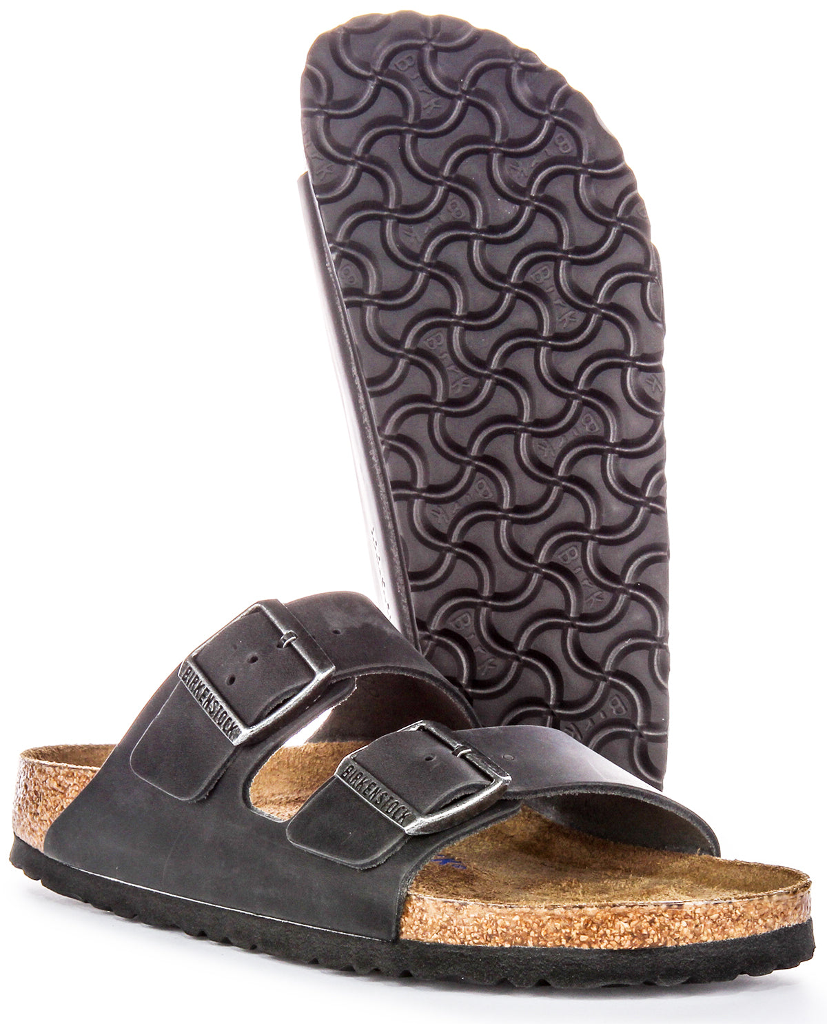 Sandales Birkenstock Arizona | Cuir véritable noir pour femme