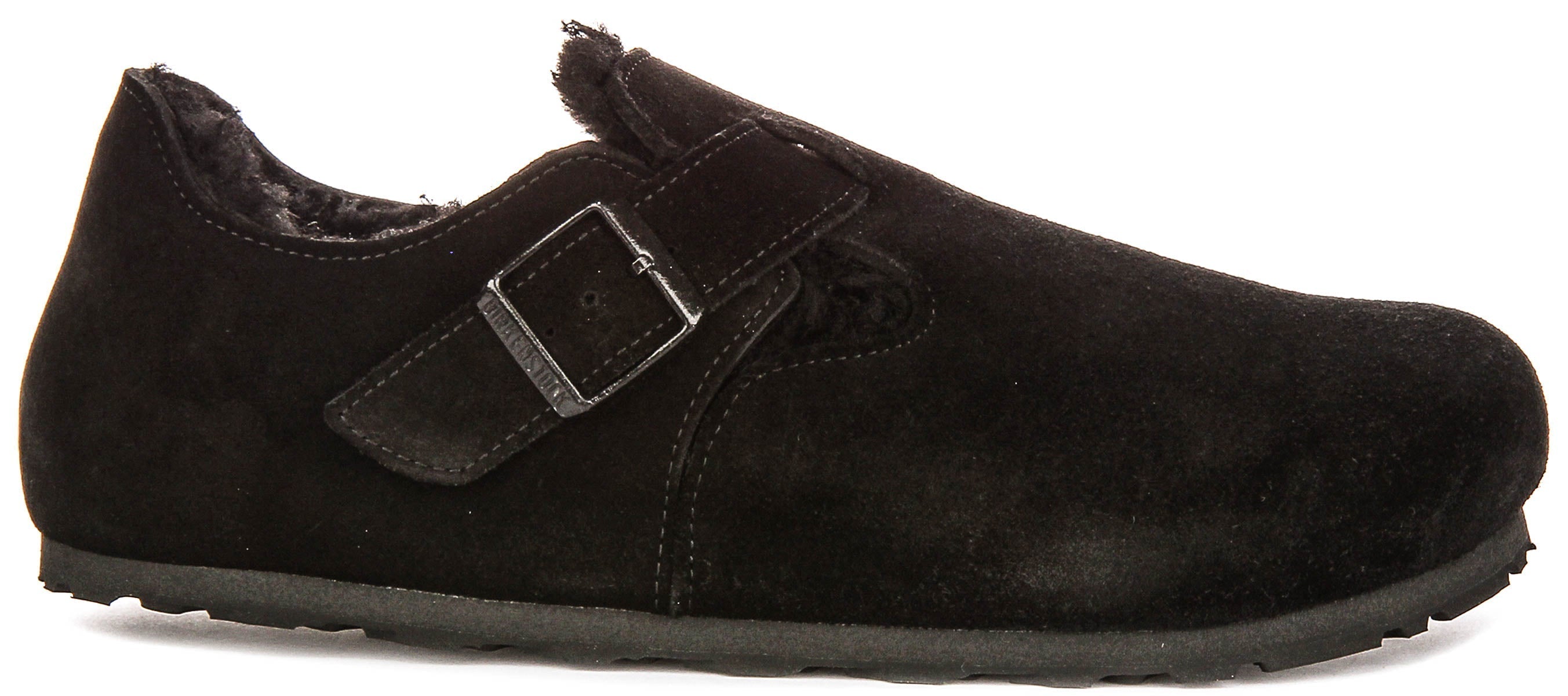 Birkenstock London Clogs | Black shearling-lined suede for Women - Regular Fit