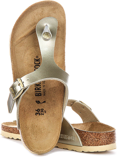 Sandali Birkenstock Gizeh | Birko-Flor dorato per bambini - calzata stretta