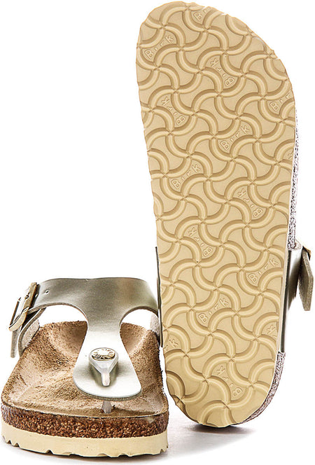 Sandali Birkenstock Gizeh | Birko-Flor dorato per bambini - calzata stretta