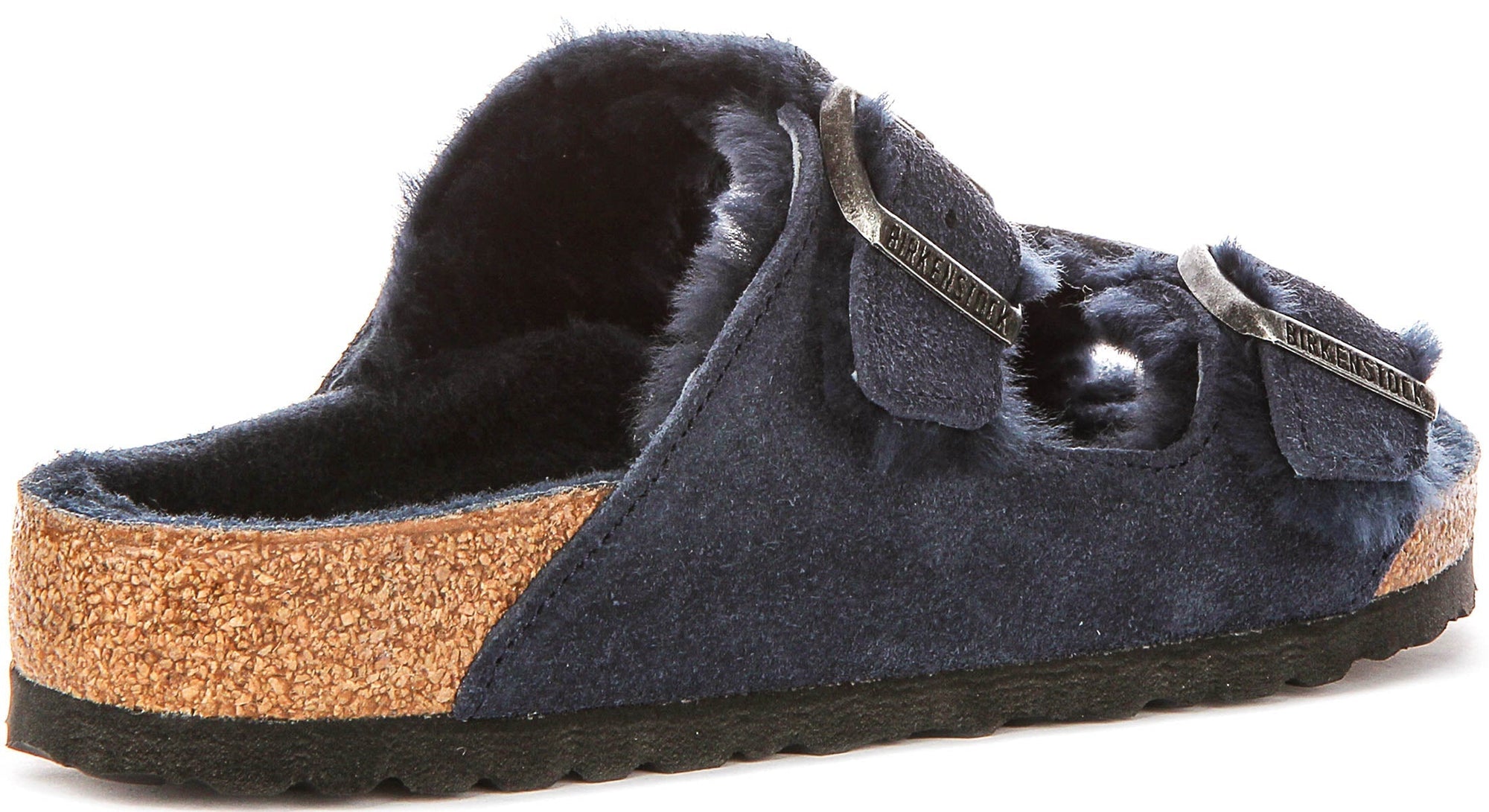 Sandali Birkenstock Arizona | Pelle scamosciata blu navy con fodera in shearling da donna - calzata regolare