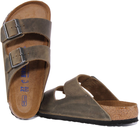 Birkenstock Arizona sandalen | olijfkleurig nubuckleer voor dames