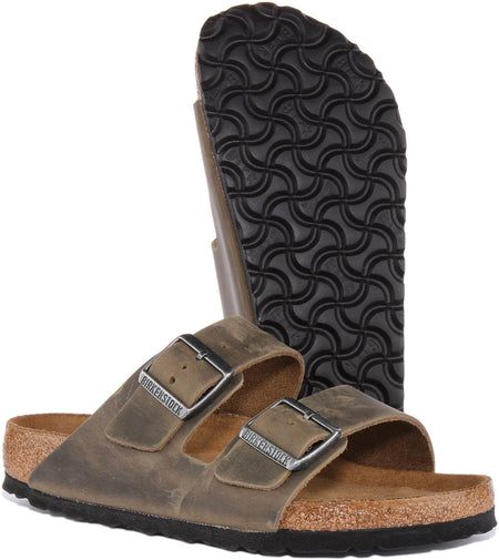Birkenstock Arizona sandalen | olijfkleurig nubuckleer voor dames