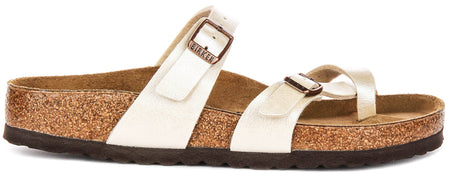 Birkenstock Mayari Sandals | Pearl White Birko-Flor - Metallic Finish for Women