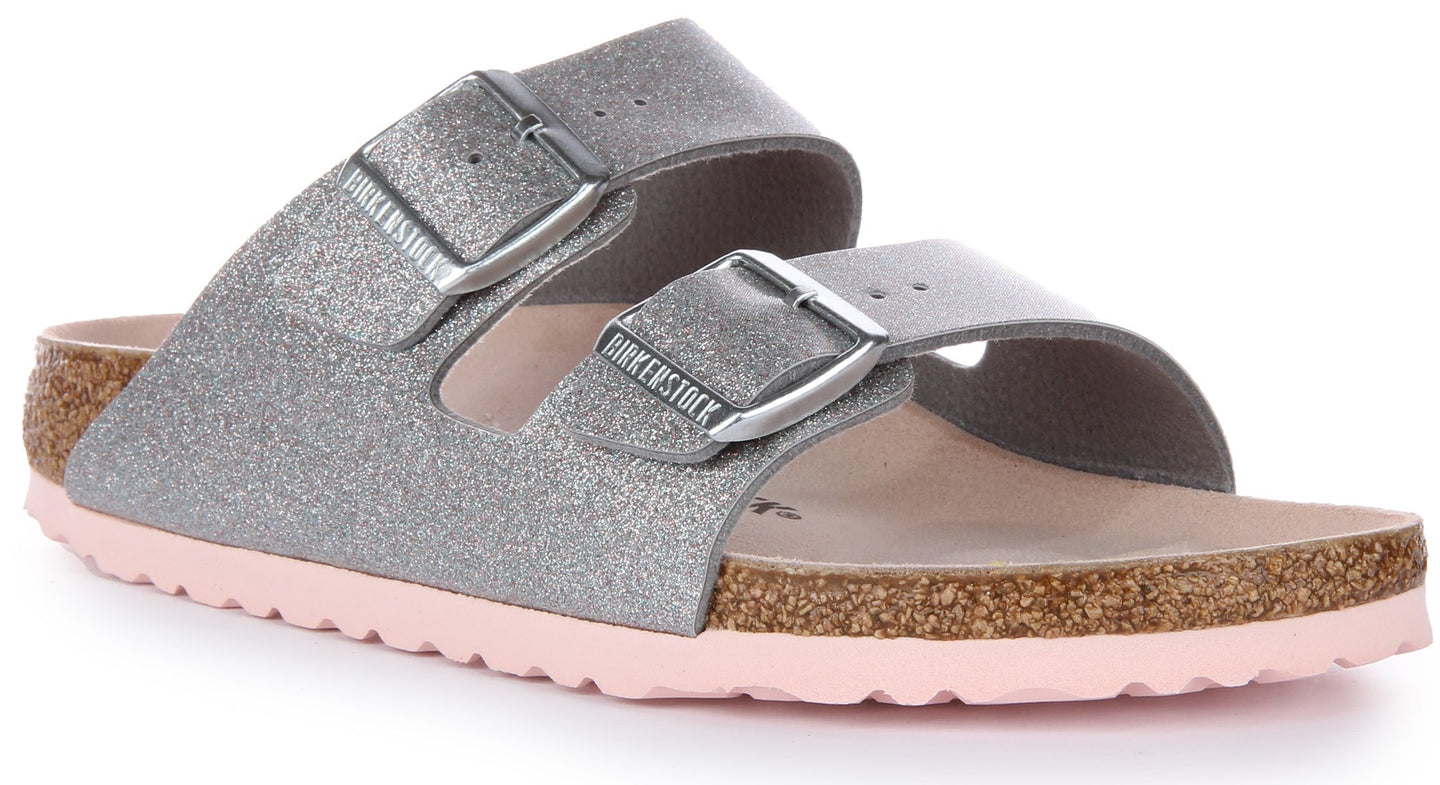 Sandali Birkenstock Arizona | Birko-Flor color argento da donna