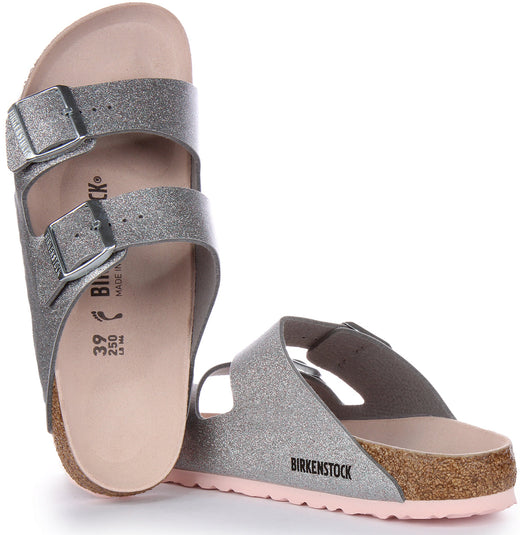 Sandali Birkenstock Arizona | Birko-Flor color argento da donna