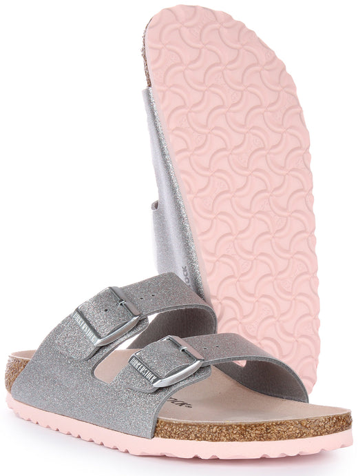Sandali Birkenstock Arizona | Birko-Flor color argento da donna