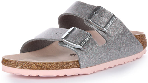 Sandali Birkenstock Arizona | Birko-Flor color argento da donna