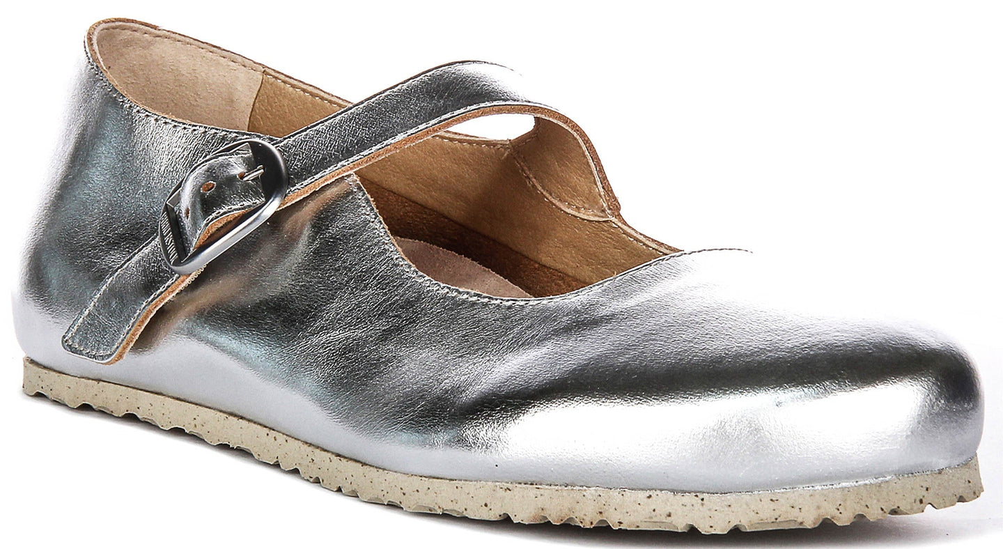 Zapatos Birkenstock Tracy | material superior característico de Birkenstock plateado para hombres y mujeres