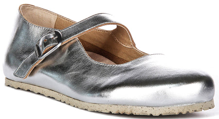 Zapatos Birkenstock Tracy | material superior característico de Birkenstock plateado para hombres y mujeres