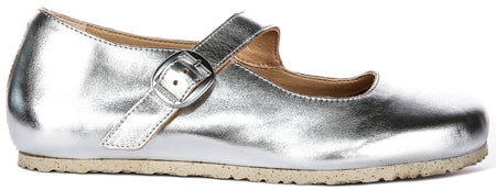 Zapatos Birkenstock Tracy | material superior característico de Birkenstock plateado para hombres y mujeres
