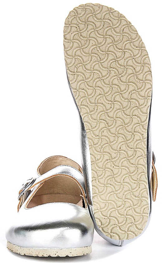 Zapatos Birkenstock Tracy | material superior característico de Birkenstock plateado para hombres y mujeres
