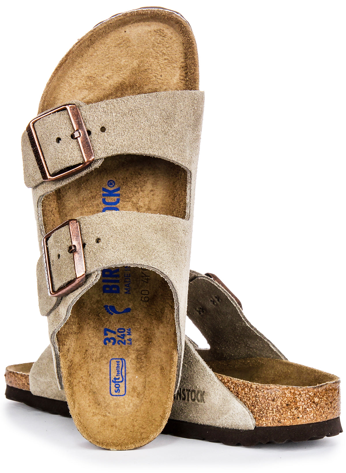 Birkenstock Arizona-sandaler | Taupefärgat mockaläder – mjuk fotbädd för kvinnor – smal passform