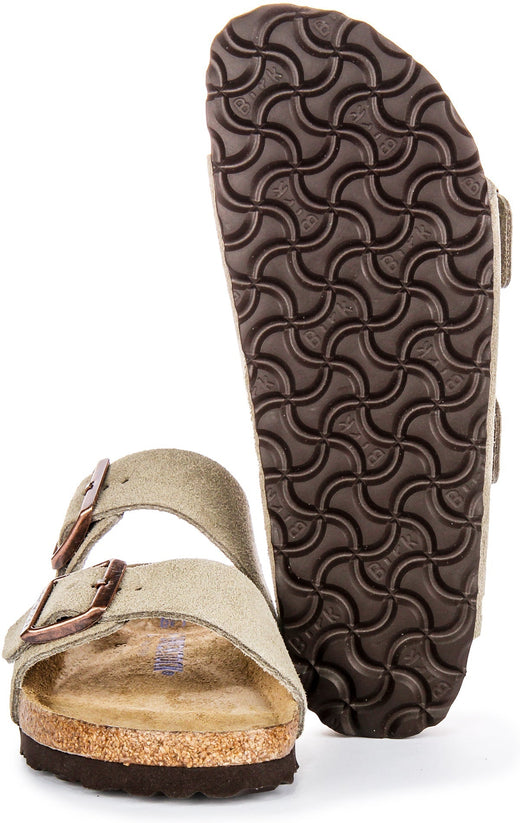 Birkenstock Arizona-sandaler | Taupefärgat mockaläder – mjuk fotbädd för kvinnor – smal passform