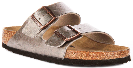 Birkenstock Arizona sandali | Birko-Flor color tortora da donna - Calzata regolare