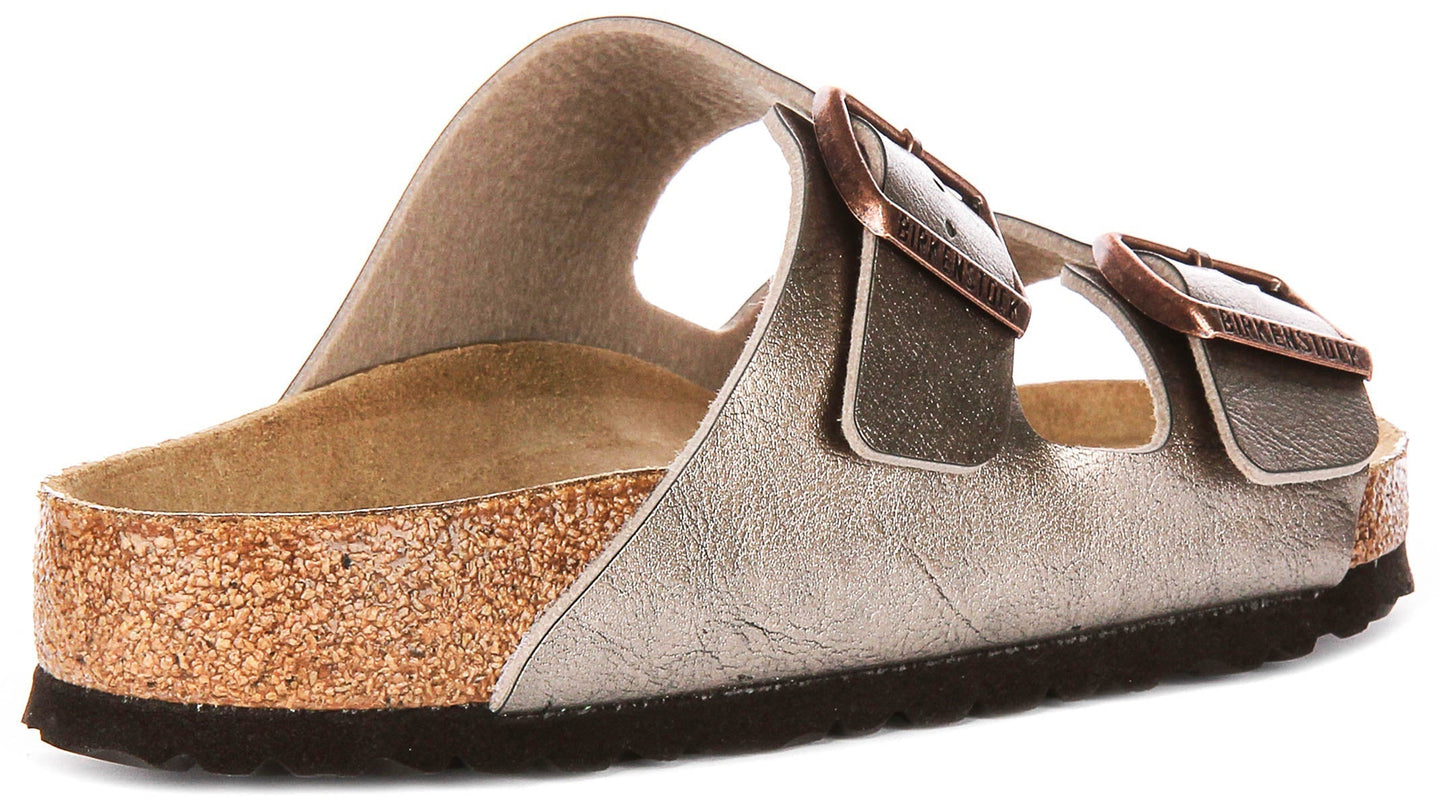 Birkenstock Arizona sandali | Birko-Flor color tortora da donna - Calzata regolare