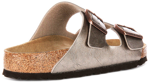 Birkenstock Arizona sandali | Birko-Flor color tortora da donna - Calzata regolare