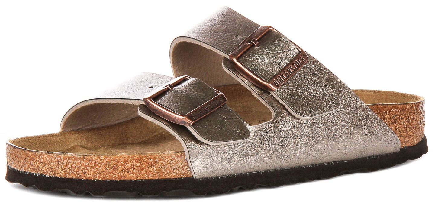 Birkenstock Arizona sandali | Birko-Flor color tortora da donna - Calzata regolare