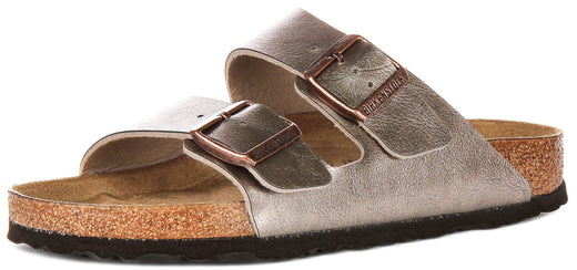 Birkenstock Arizona sandali | Birko-Flor color tortora da donna - Calzata regolare