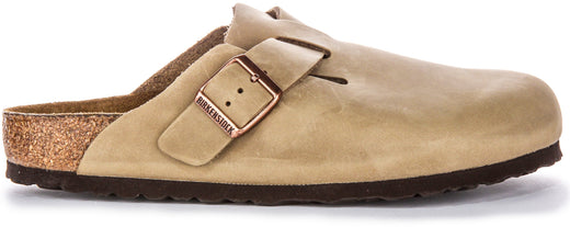 Zoccoli Birkenstock Boston | Pelle autentica color tabacco da uomo e da donna