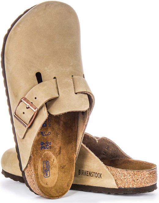 Zoccoli Birkenstock Boston | Pelle autentica color tabacco da uomo e da donna